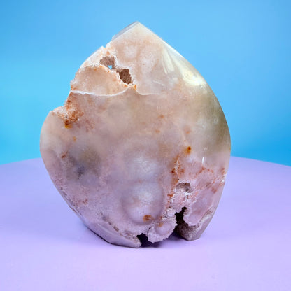 Druzy Pink Amethyst Flower Agate Medium Flame Freeform (Video)