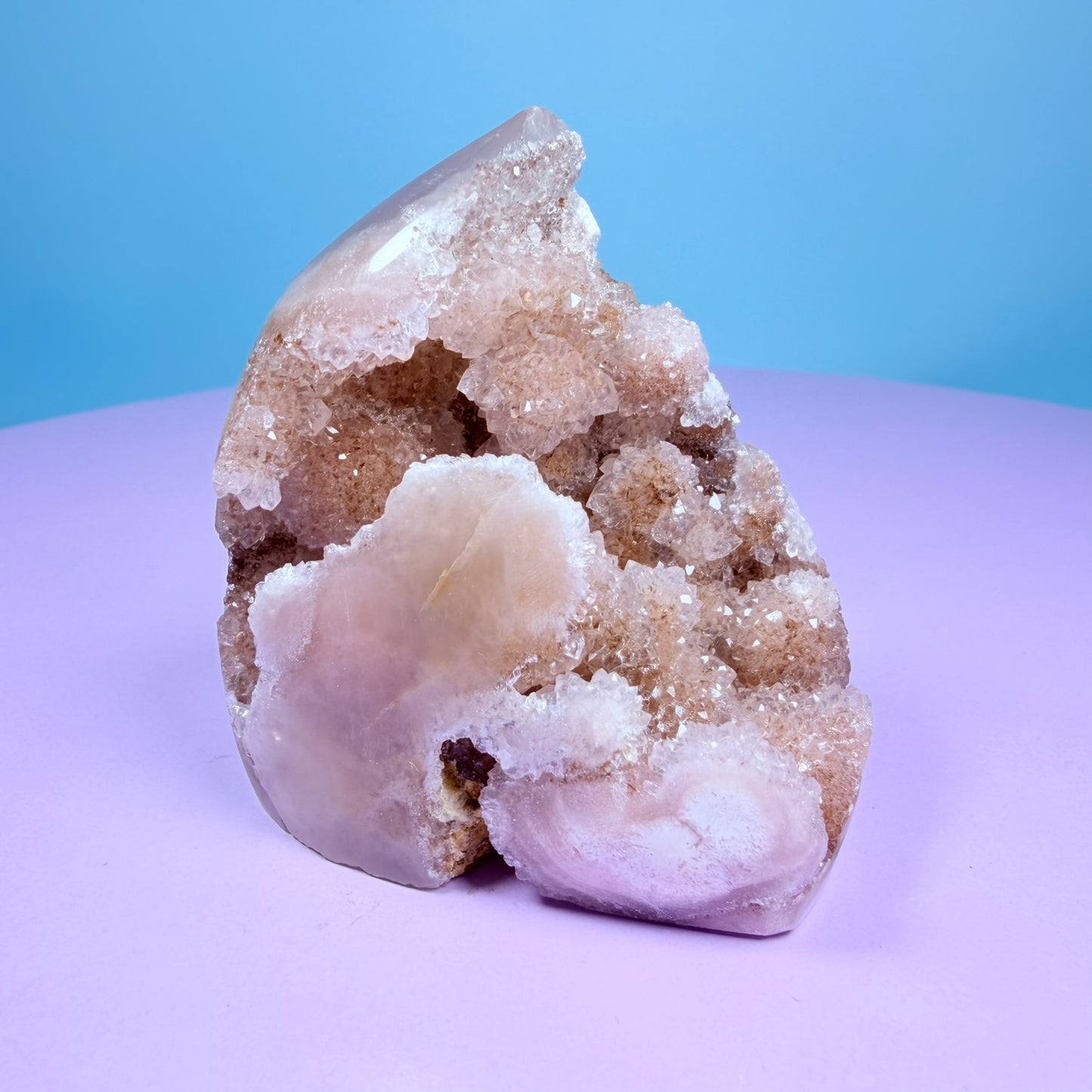 Druzy Pink Amethyst Flower Agate Small Flame Freeform (Video)