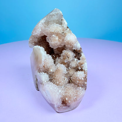 Druzy Pink Amethyst Flower Agate Small Flame Freeform (Video)
