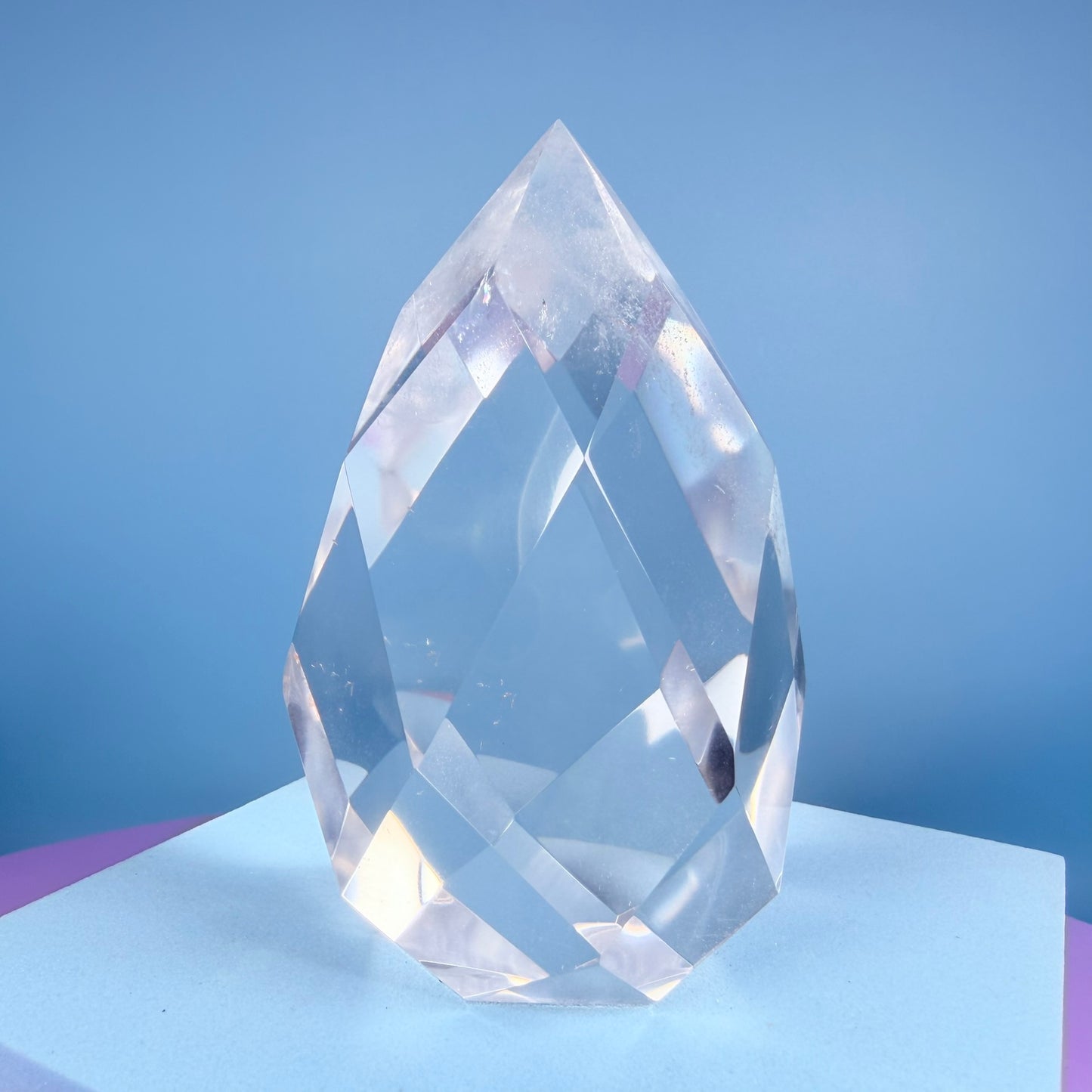 Clear Quartz Faceted Flame Medium Freeform
