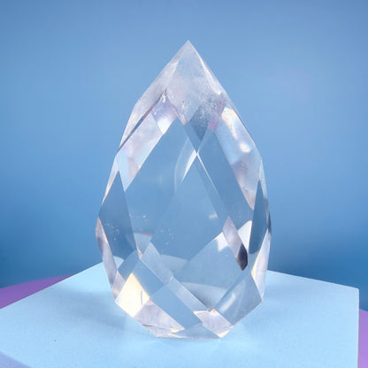 Clear Quartz Faceted Flame Medium Freeform
