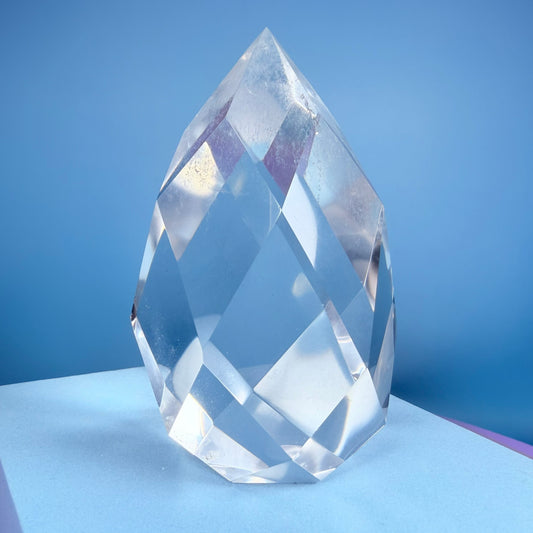 Clear Quartz Faceted Flame Medium Freeform
