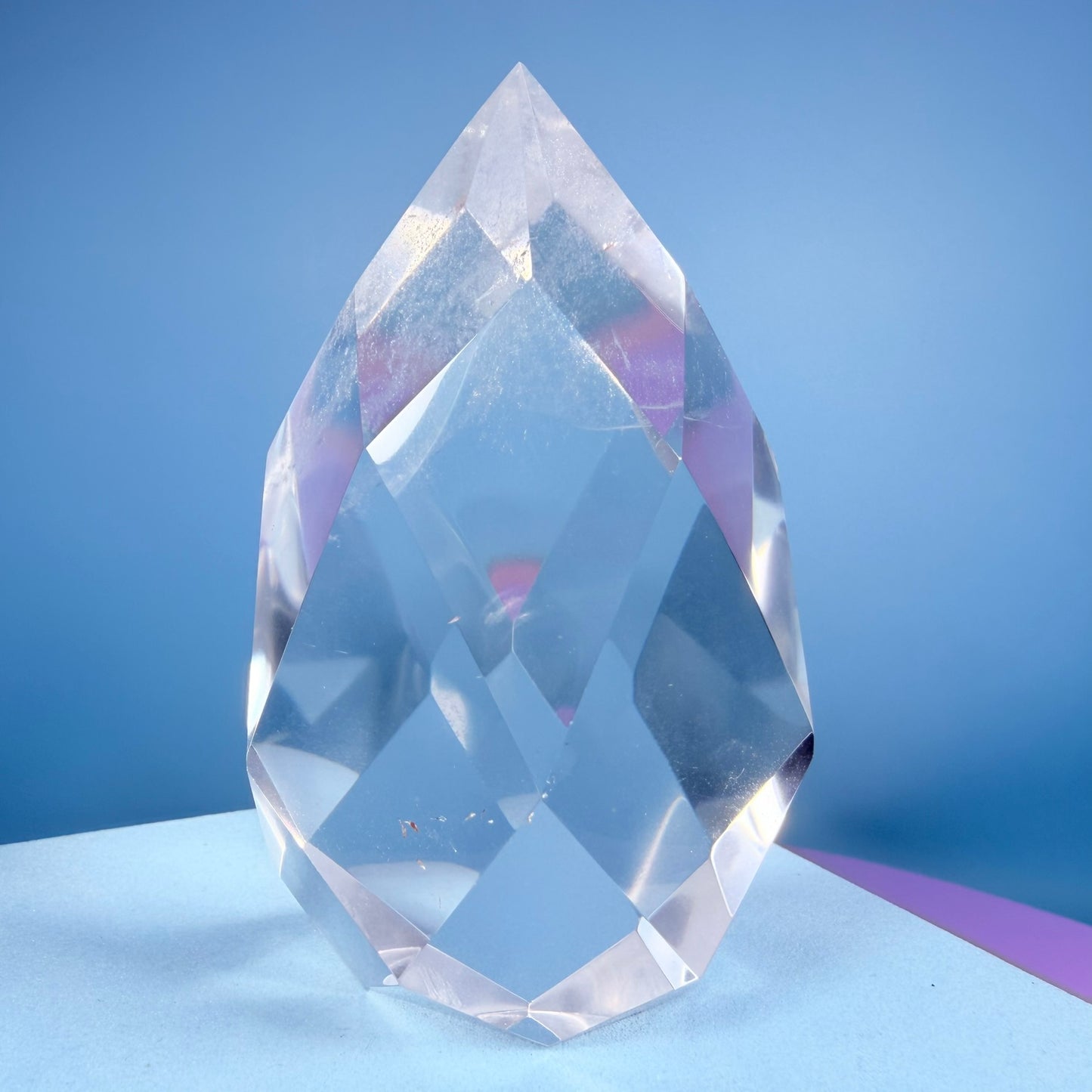 Clear Quartz Faceted Flame Medium Freeform