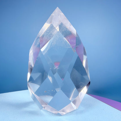 Clear Quartz Faceted Flame Medium Freeform
