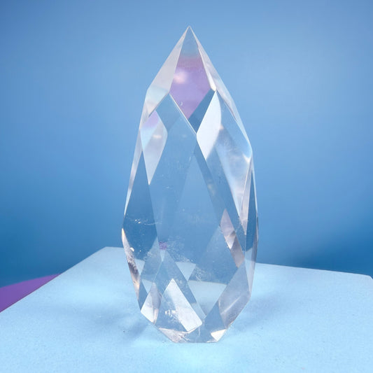 Clear Quartz Faceted Flame Small Freeform