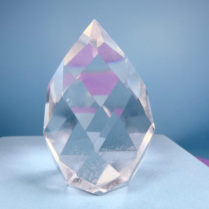 Clear Quartz Faceted Flame Small Freeform