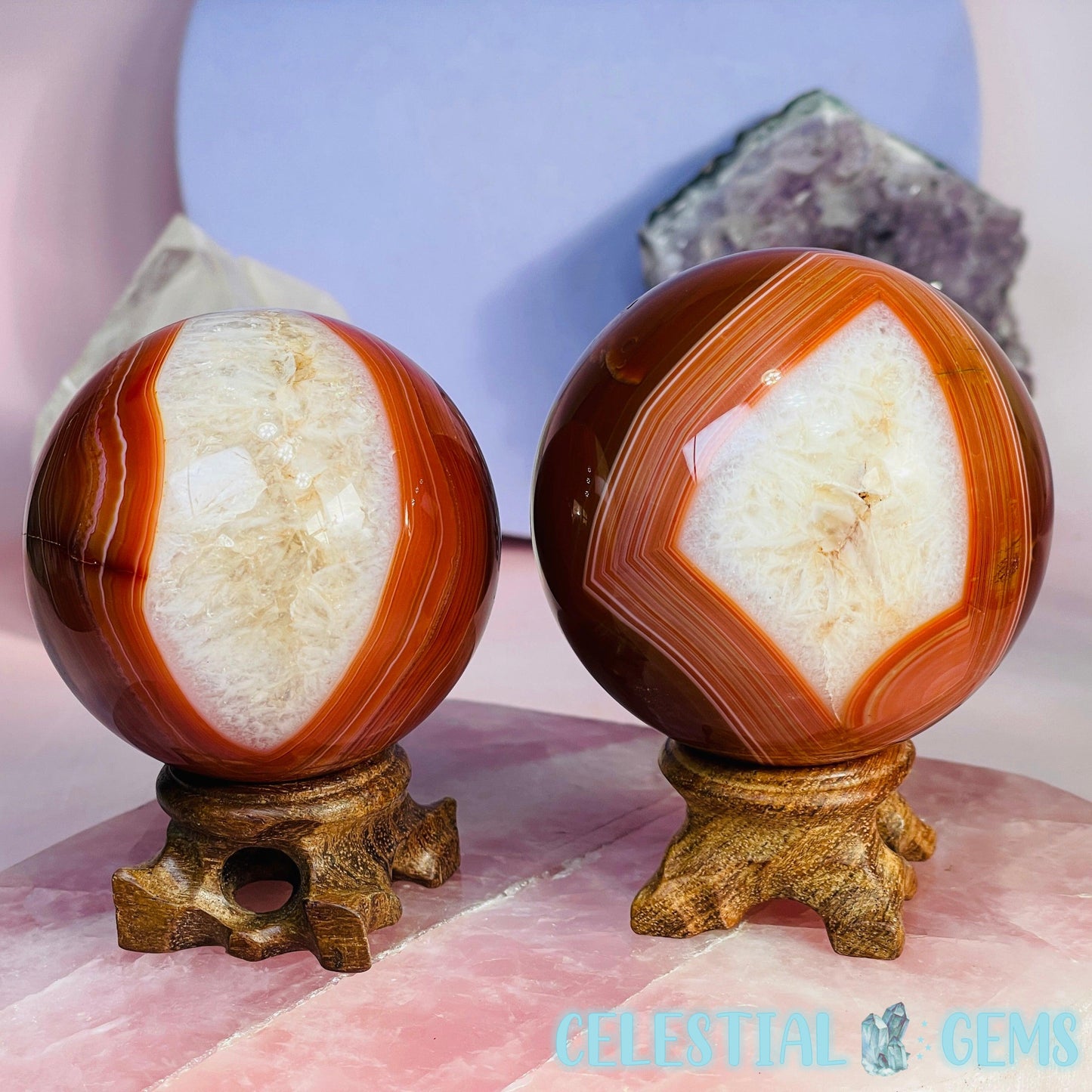 Crystalline Carnelian Agate Medium Sphere