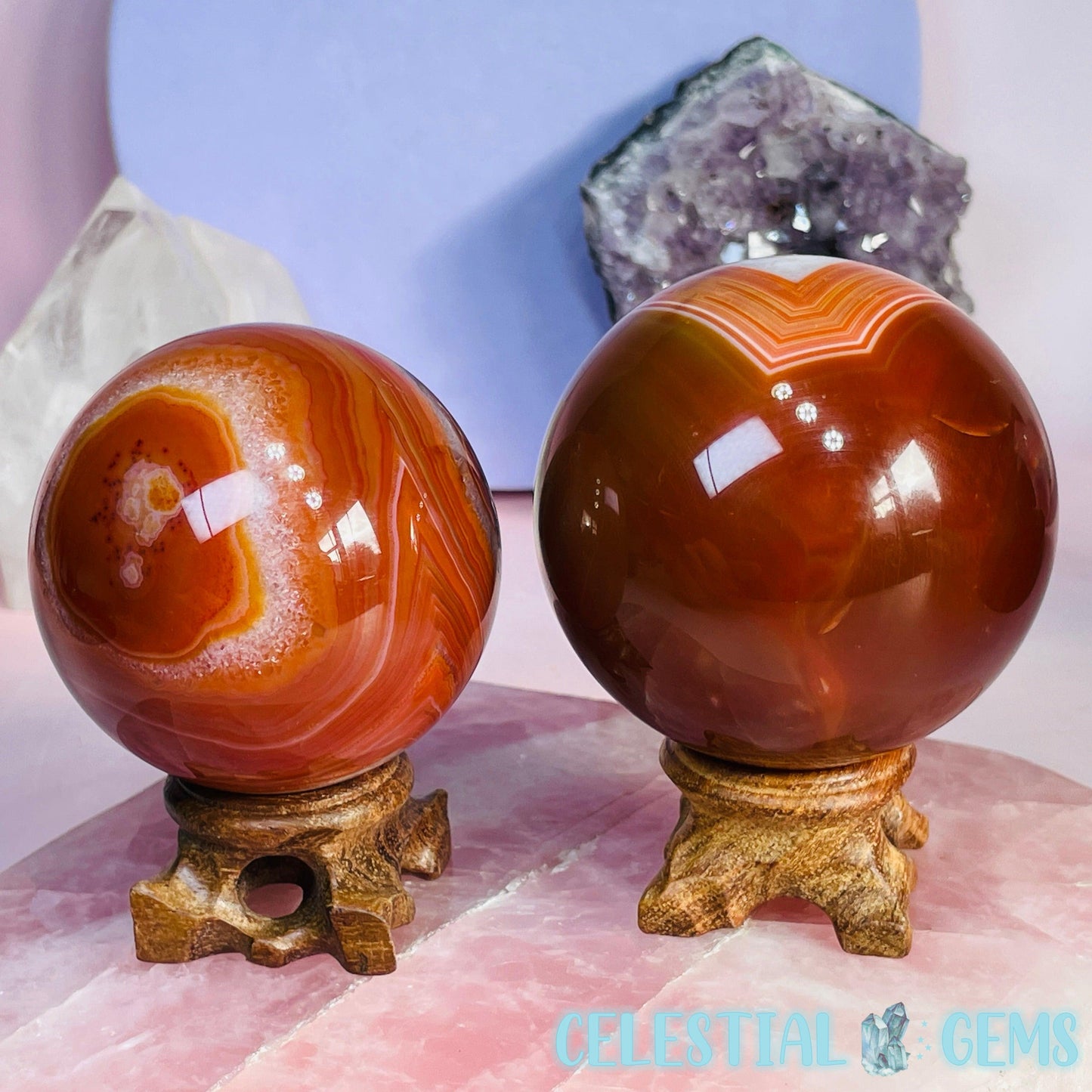 Crystalline Carnelian Agate Medium Sphere