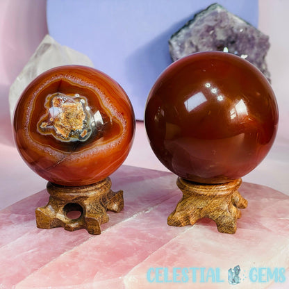 Crystalline Carnelian Agate Medium Sphere