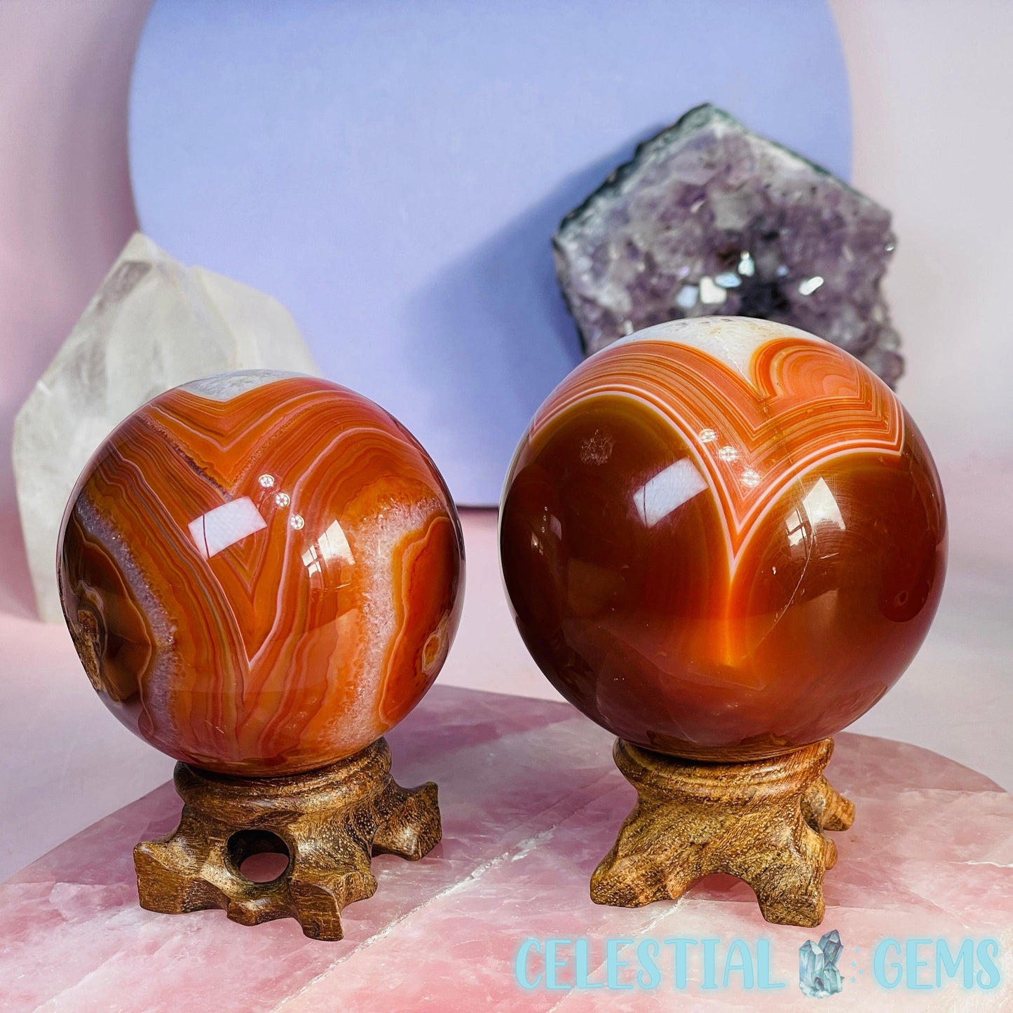 Crystalline Carnelian Agate Medium Sphere