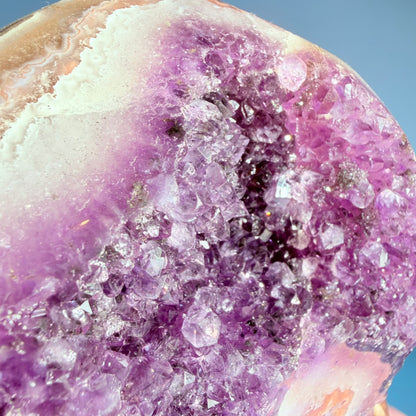Dark Amethyst Large Cluster Freeform with Polished Stalactites on Metal Stand (Video)