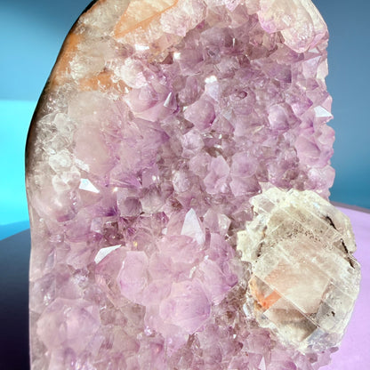 Amethyst Large Semi-Polished Cluster Freeform with Optical Calcite (Video)