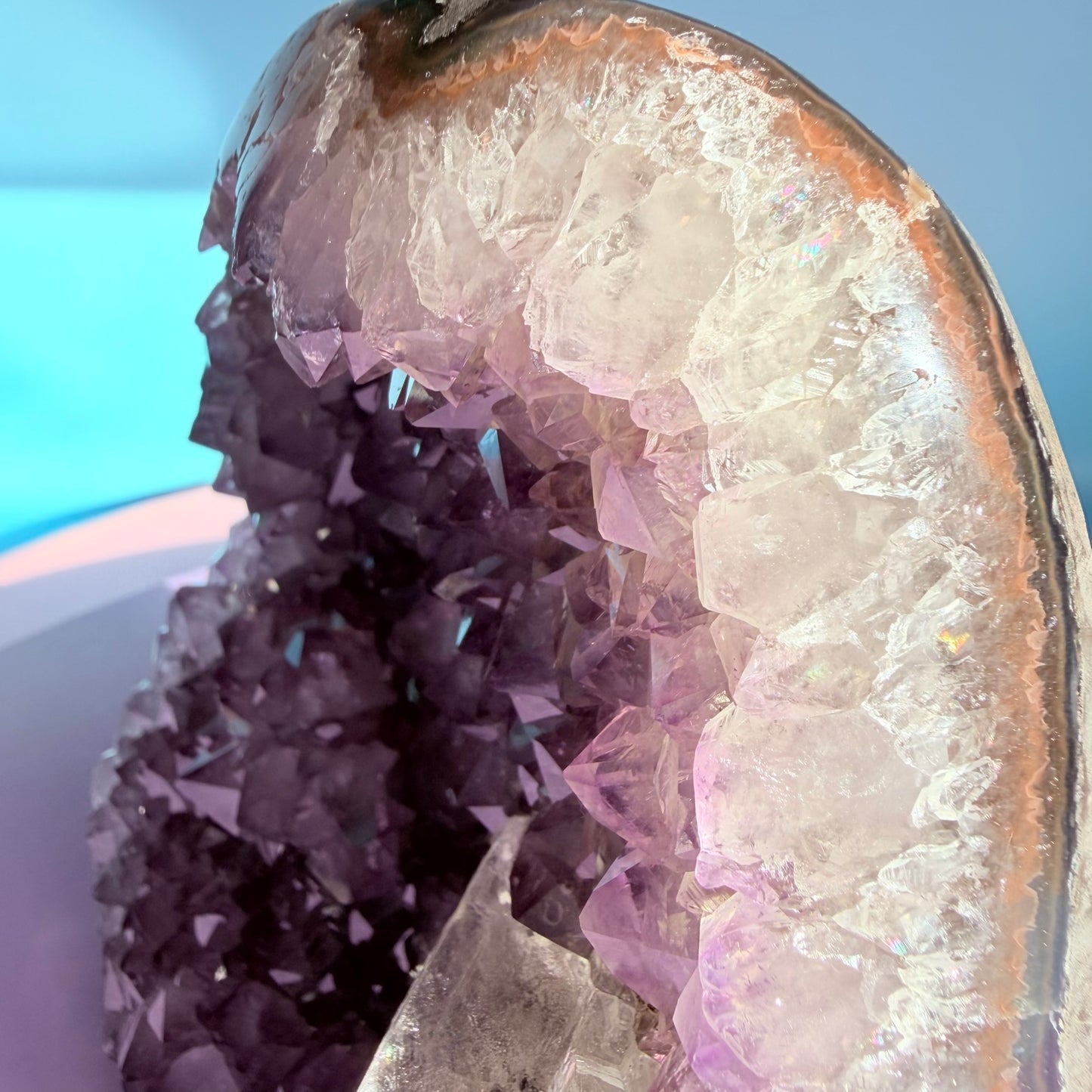 Amethyst Large Semi-Polished Cluster Freeform with Optical Calcite (Video)