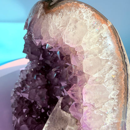 Amethyst Large Semi-Polished Cluster Freeform with Optical Calcite (Video)