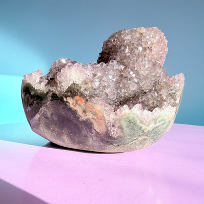 Amethyst Medium Semi-Polished Cluster Freeform with Polished Stalactite (Video)
