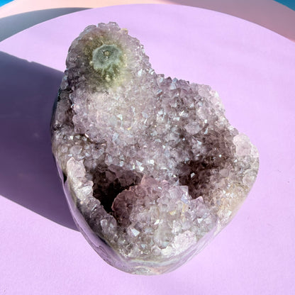 Amethyst Medium Semi-Polished Cluster Freeform with Polished Stalactite (Video)