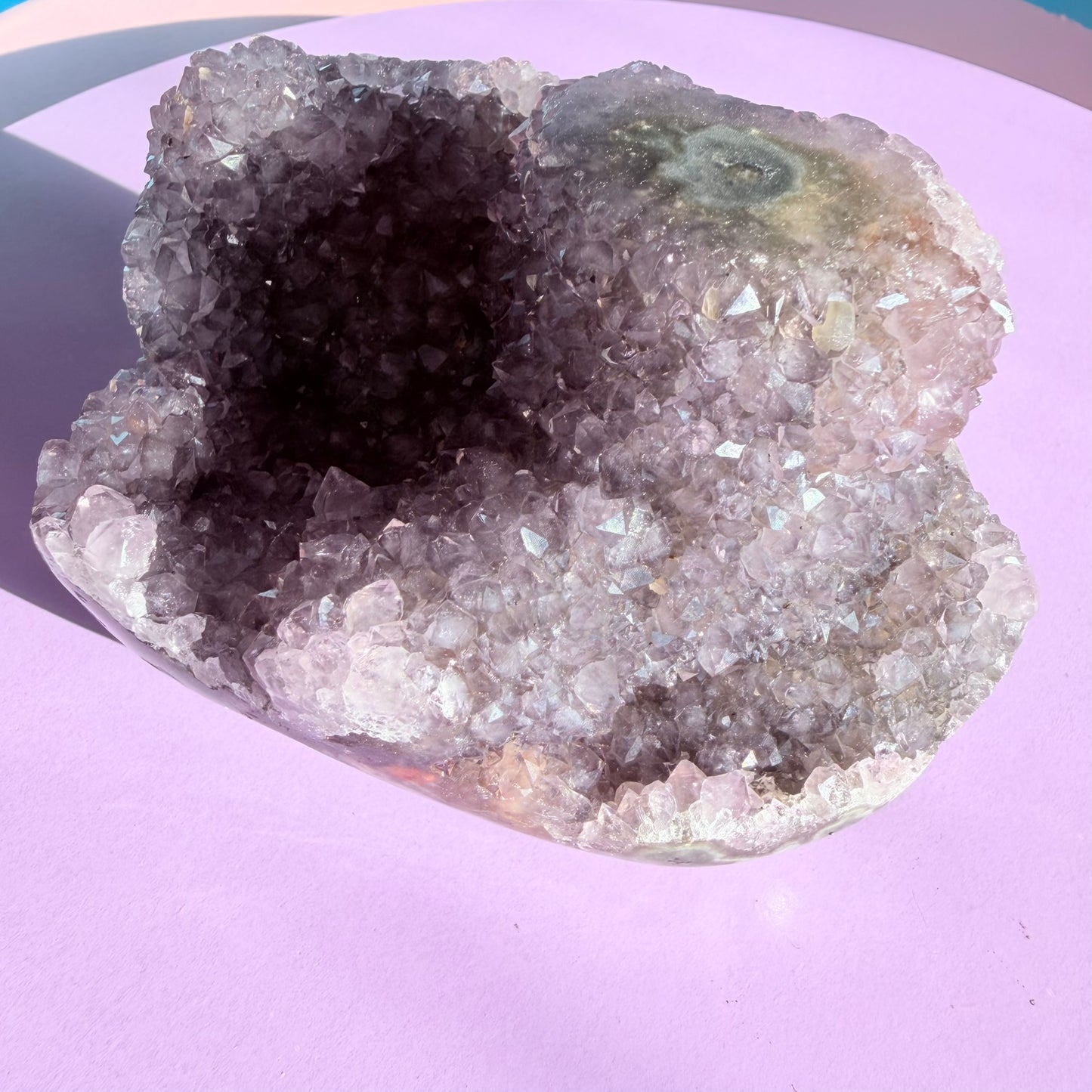 Amethyst Medium Semi-Polished Cluster Freeform with Polished Stalactite (Video)