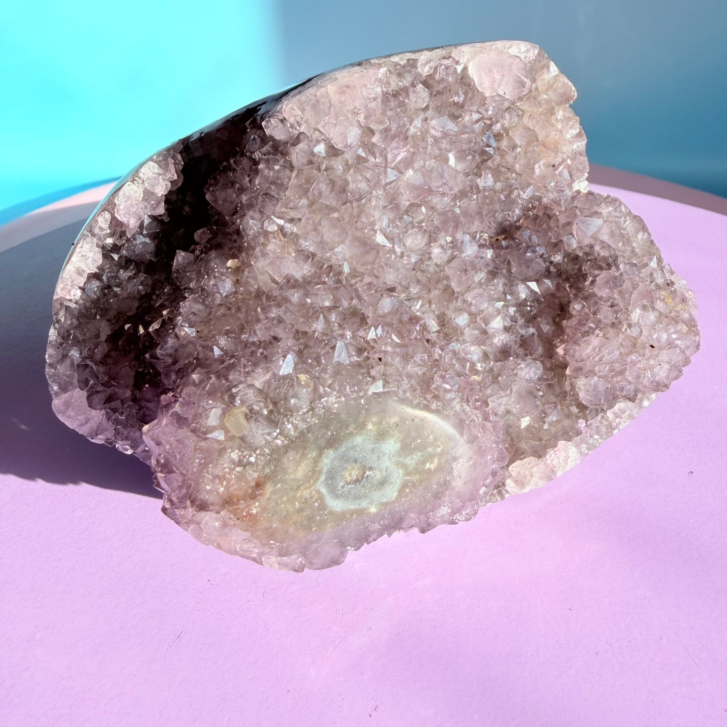 Amethyst Medium Semi-Polished Cluster Freeform with Polished Stalactite (Video)