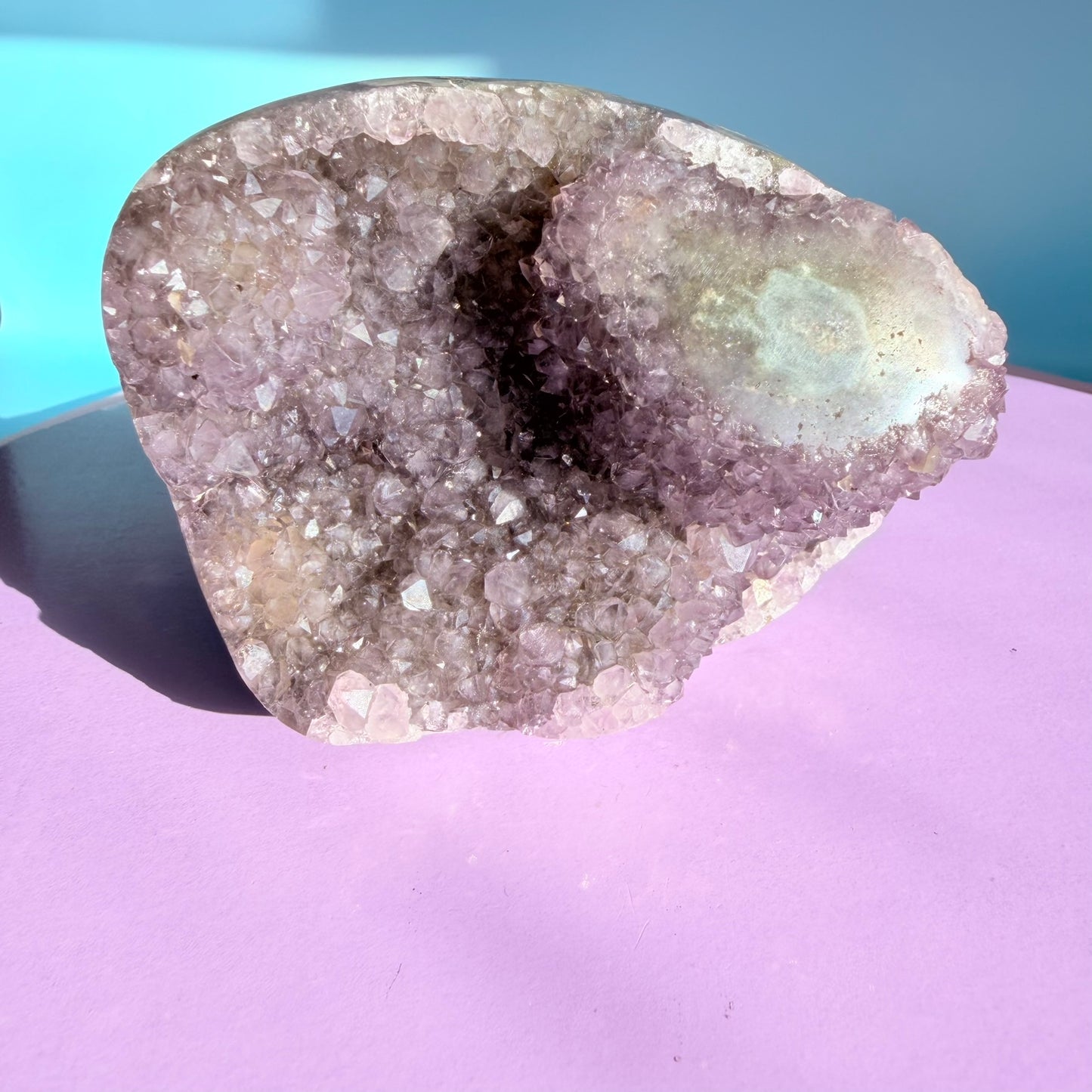 Amethyst Medium Semi-Polished Cluster Freeform with Polished Stalactite (Video)