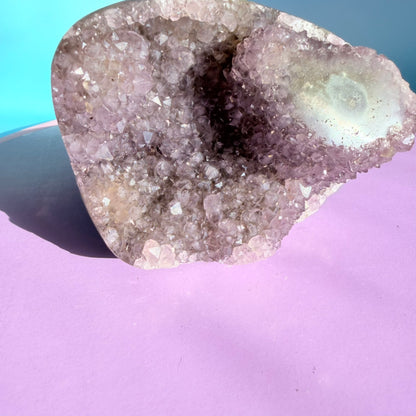 Amethyst Medium Semi-Polished Cluster Freeform with Polished Stalactite (Video)