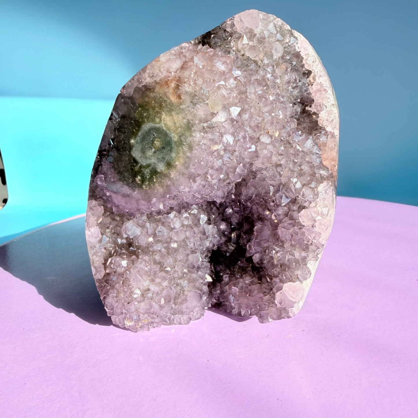 Amethyst Medium Semi-Polished Cluster Freeform with Polished Stalactite (Video)