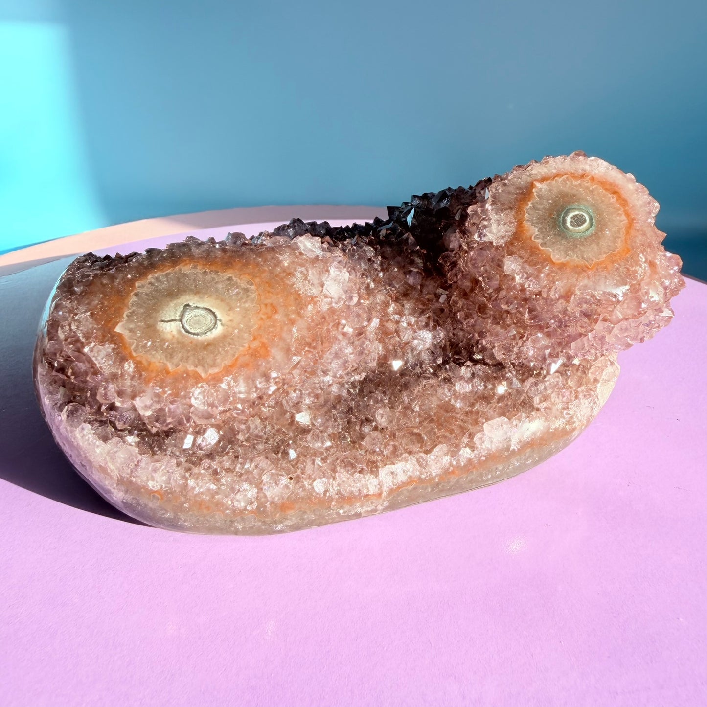 Amethyst Medium Semi-Polished Cluster Freeform with Polished Stalactite (Video)