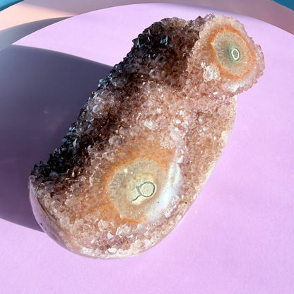 Amethyst Medium Semi-Polished Cluster Freeform with Polished Stalactite (Video)