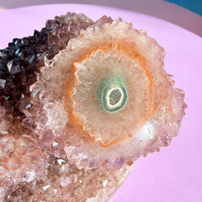 Amethyst Medium Semi-Polished Cluster Freeform with Polished Stalactite (Video)