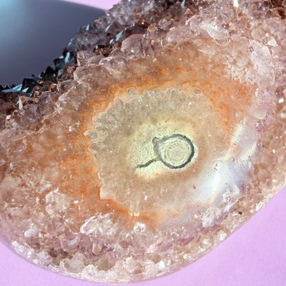 Amethyst Medium Semi-Polished Cluster Freeform with Polished Stalactite (Video)