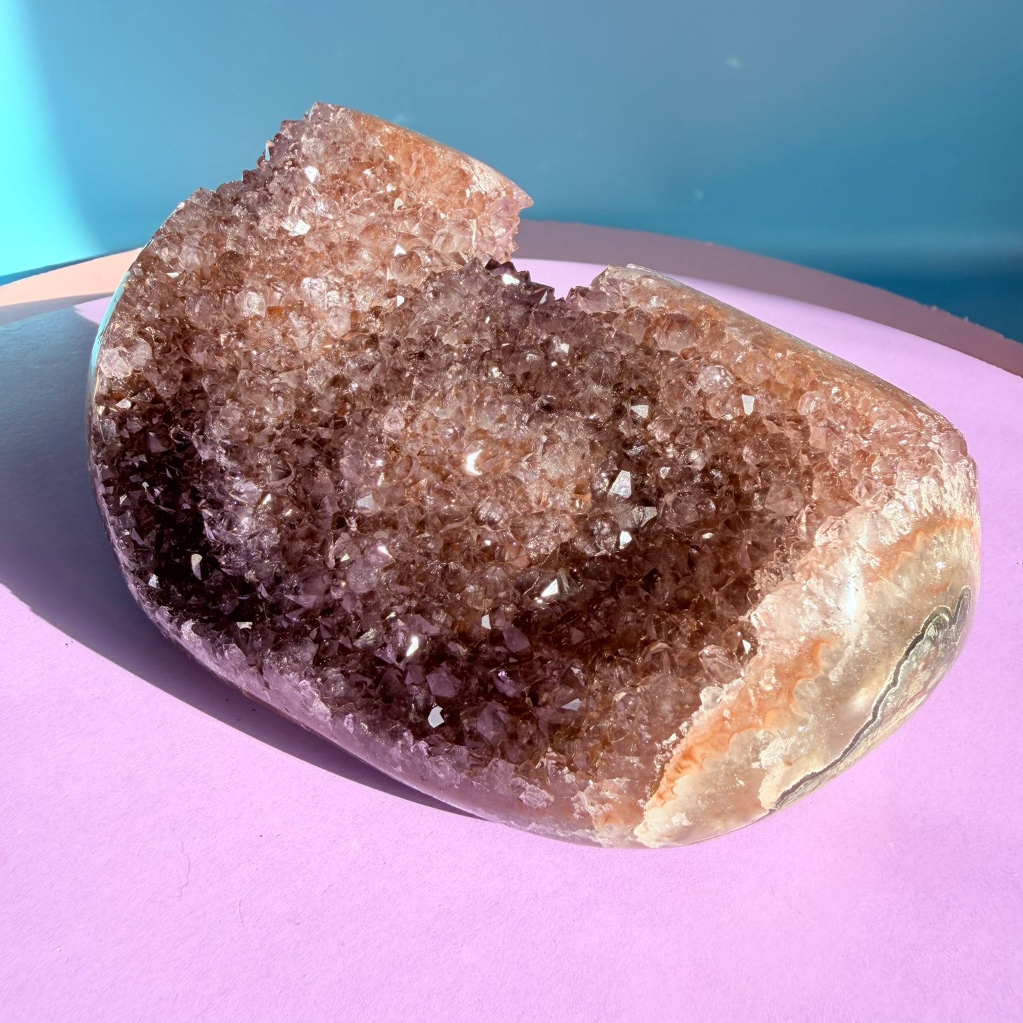 Amethyst Medium Semi-Polished Cluster Freeform with Polished Stalactite (Video)
