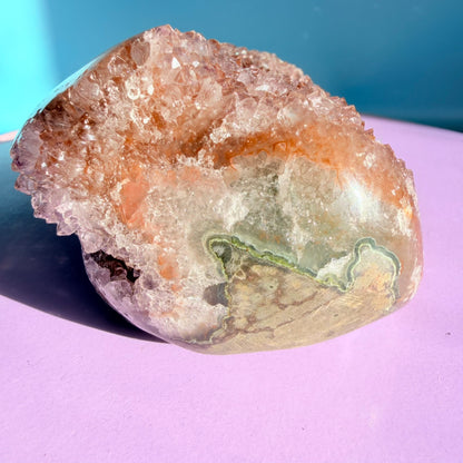 Amethyst Medium Semi-Polished Cluster Freeform with Polished Stalactite (Video)