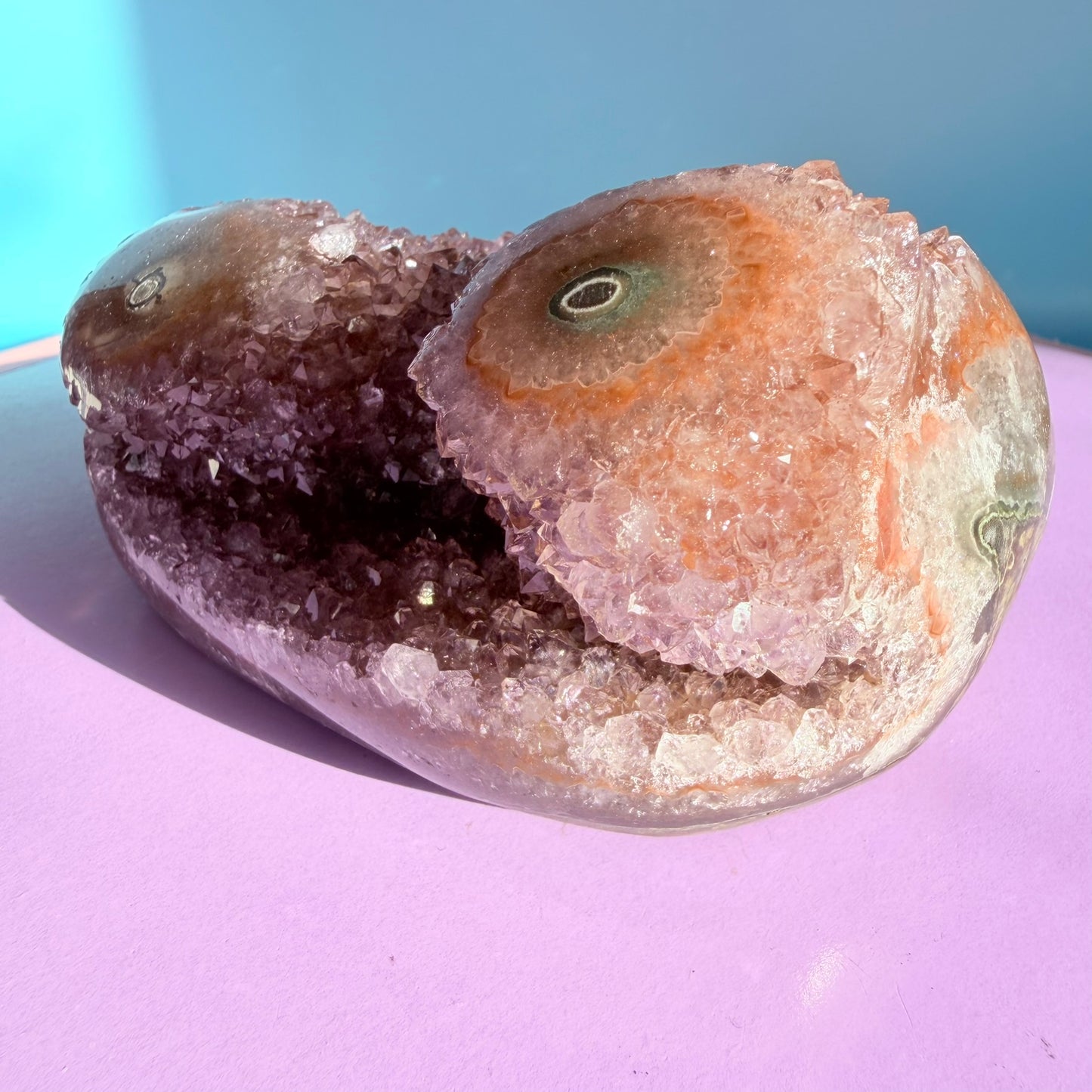 Amethyst Medium Semi-Polished Cluster Freeform with Polished Stalactite (Video)