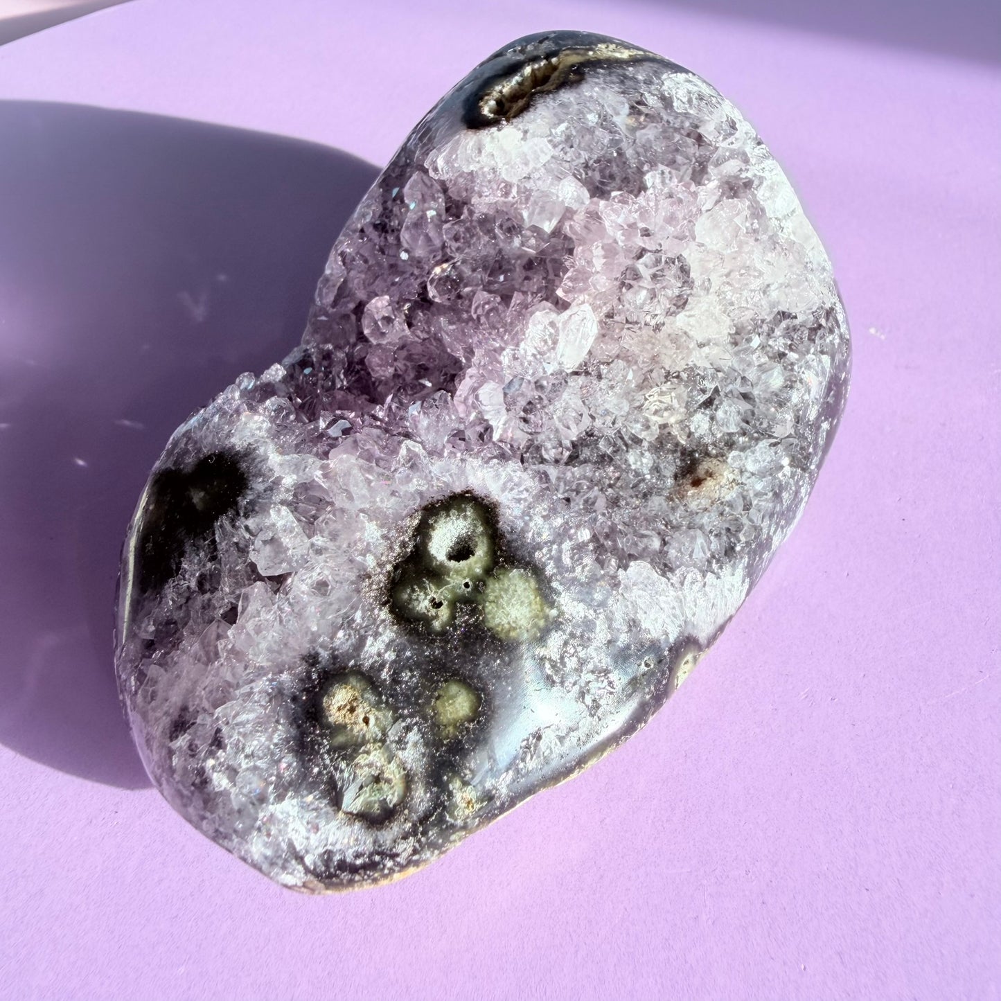Amethyst Small Semi-Polished Cluster Freeform with Polished Agate (Video)