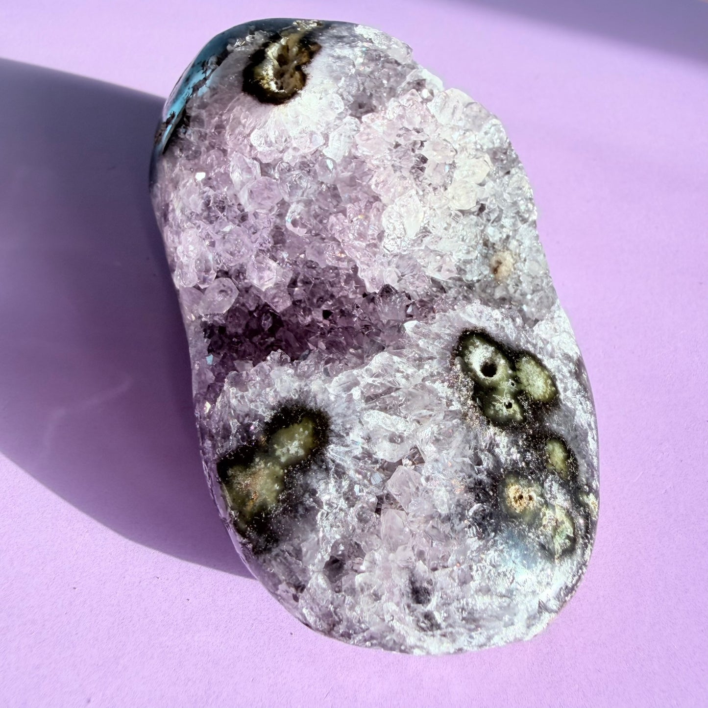 Amethyst Small Semi-Polished Cluster Freeform with Polished Agate (Video)