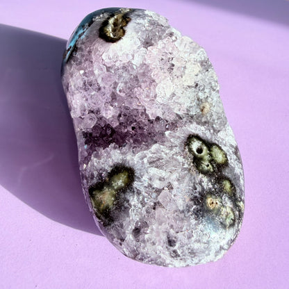 Amethyst Small Semi-Polished Cluster Freeform with Polished Agate (Video)