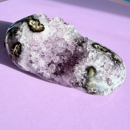 Amethyst Small Semi-Polished Cluster Freeform with Polished Agate (Video)
