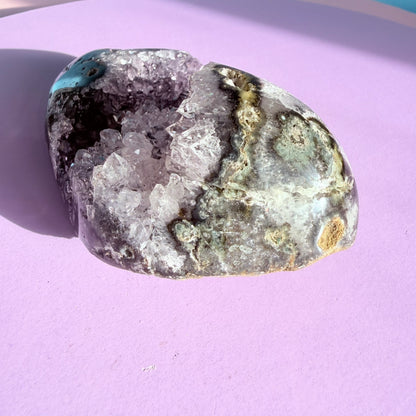 Amethyst Small Semi-Polished Cluster Freeform with Polished Agate (Video)