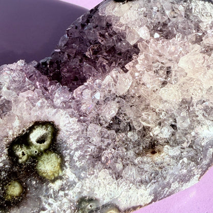 Amethyst Small Semi-Polished Cluster Freeform with Polished Agate (Video)
