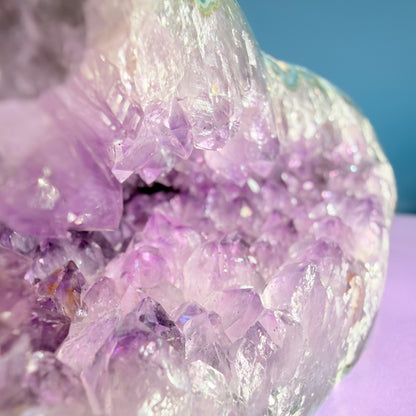 Amethyst Large Semi-Polished Geode Freeform with Polished Agate (Video)
