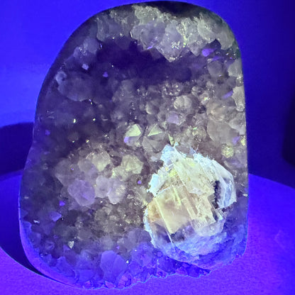 Amethyst Large Semi-Polished Cluster Freeform with Optical Calcite (Video)