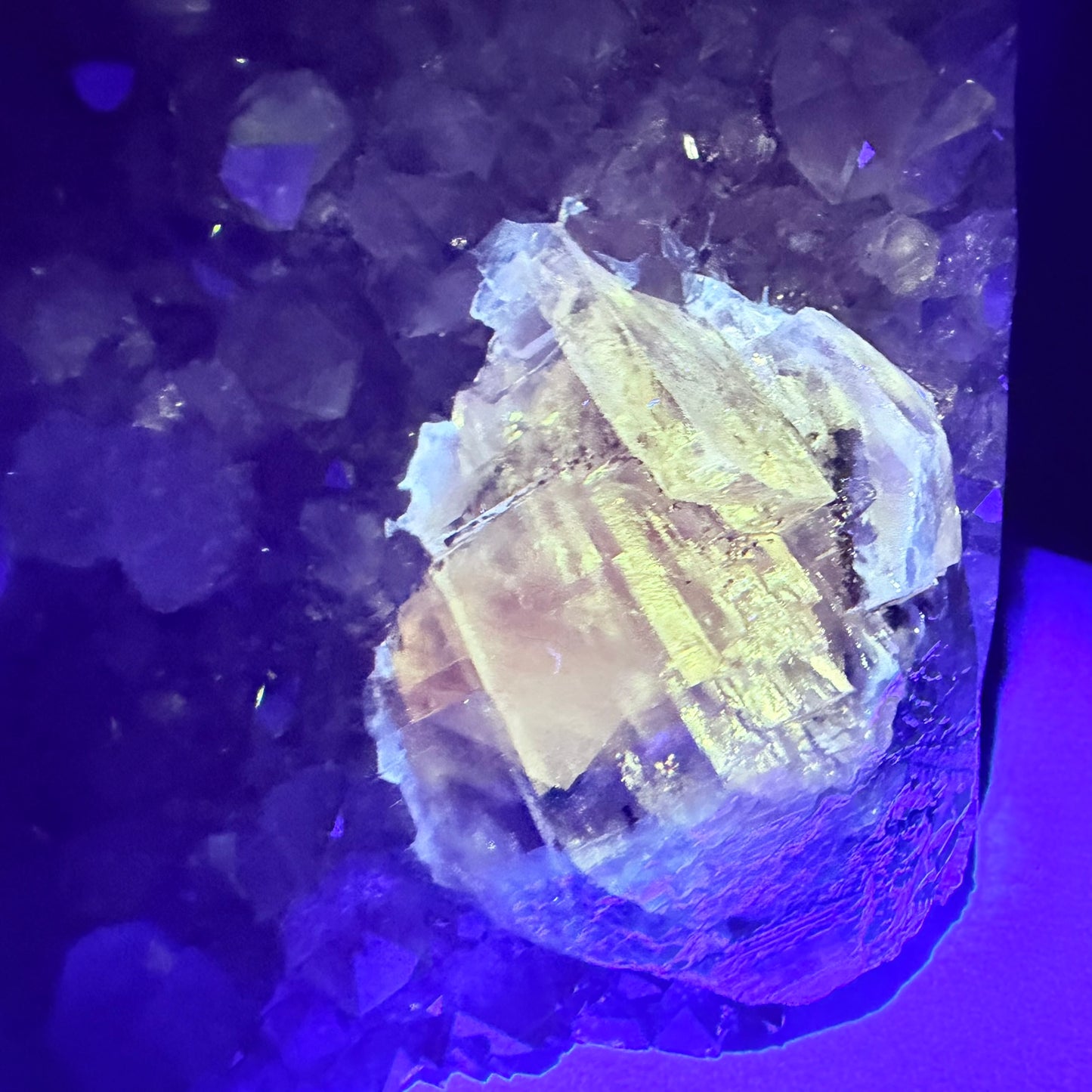 Amethyst Large Semi-Polished Cluster Freeform with Optical Calcite (Video)