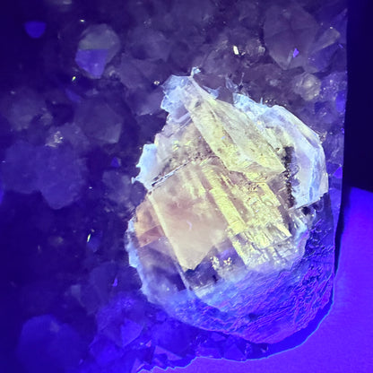 Amethyst Large Semi-Polished Cluster Freeform with Optical Calcite (Video)