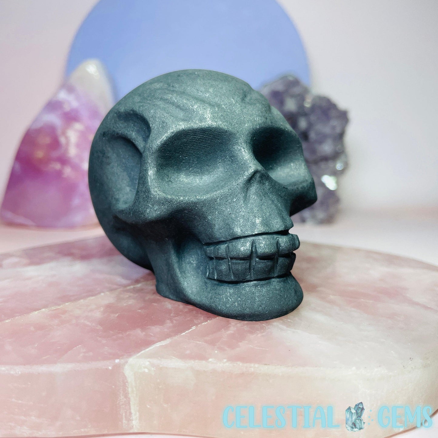 Shungite Skull Medium Carving