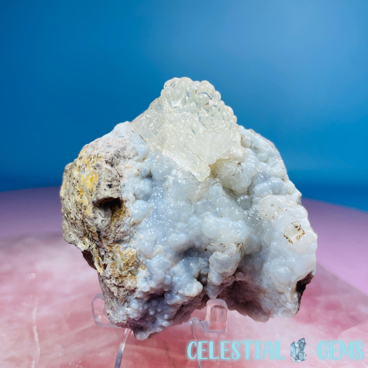 Hyalite Opal on Common Opal Matrix Medium Specimen (UV)