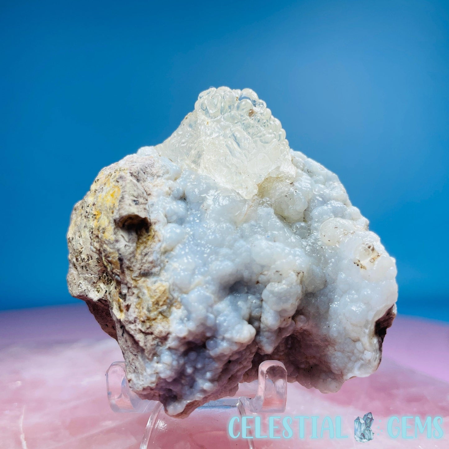 Hyalite Opal on Common Opal Matrix Medium Specimen (UV)