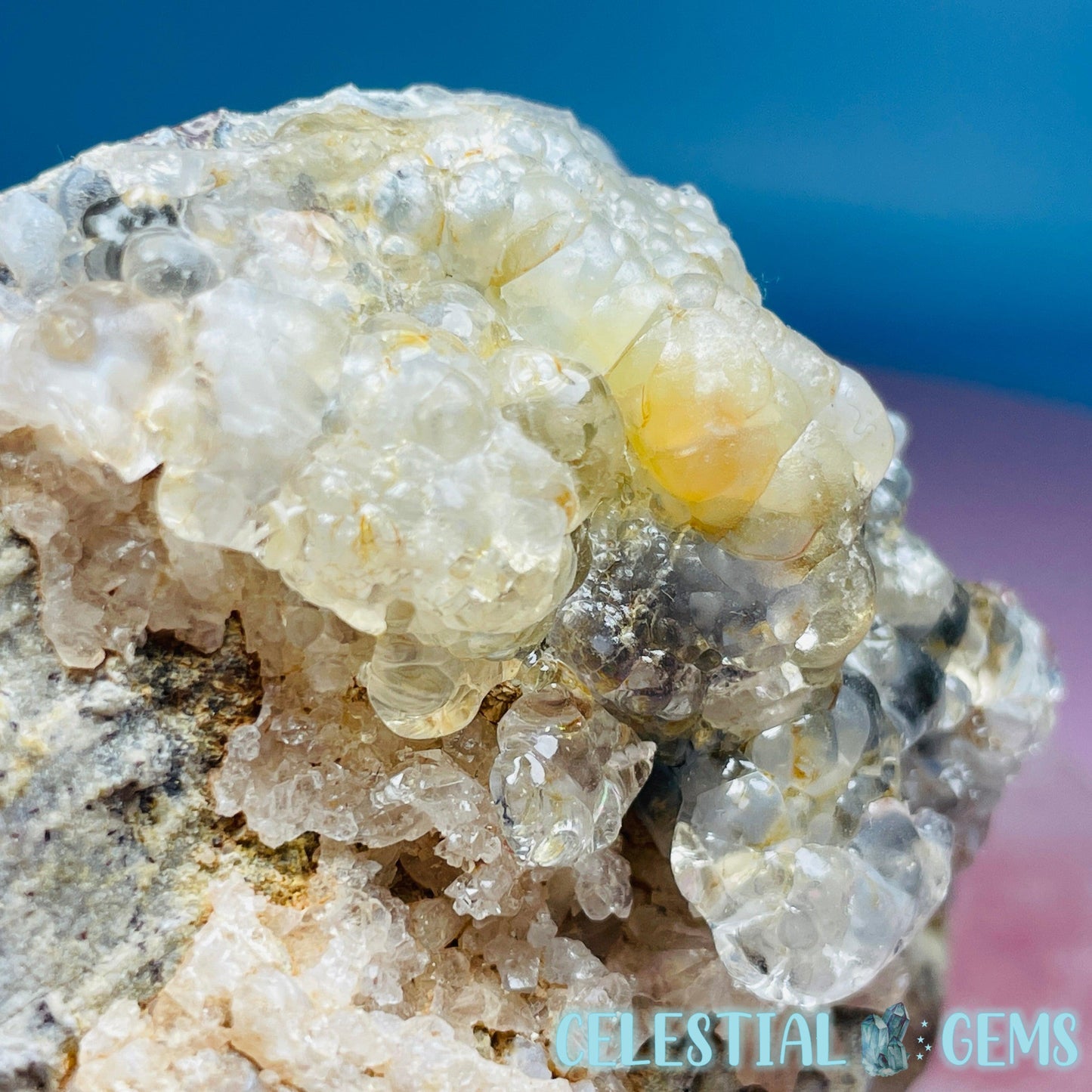 Hyalite Opal on Quartz Matrix Medium Specimen (UV)