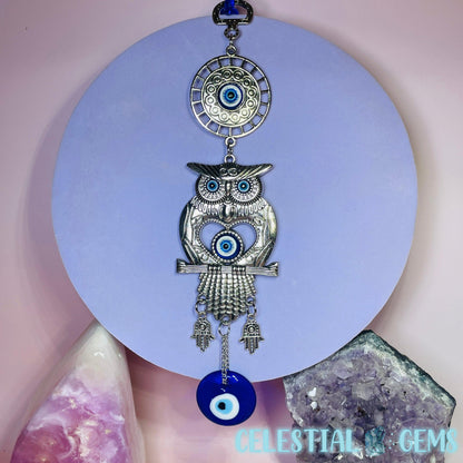 Turkish Evil Eye Owl Metal Wall Hanging (Style 4)