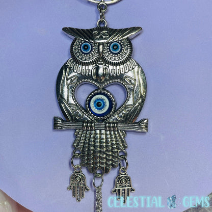 Turkish Evil Eye Owl Metal Wall Hanging (Style 4)