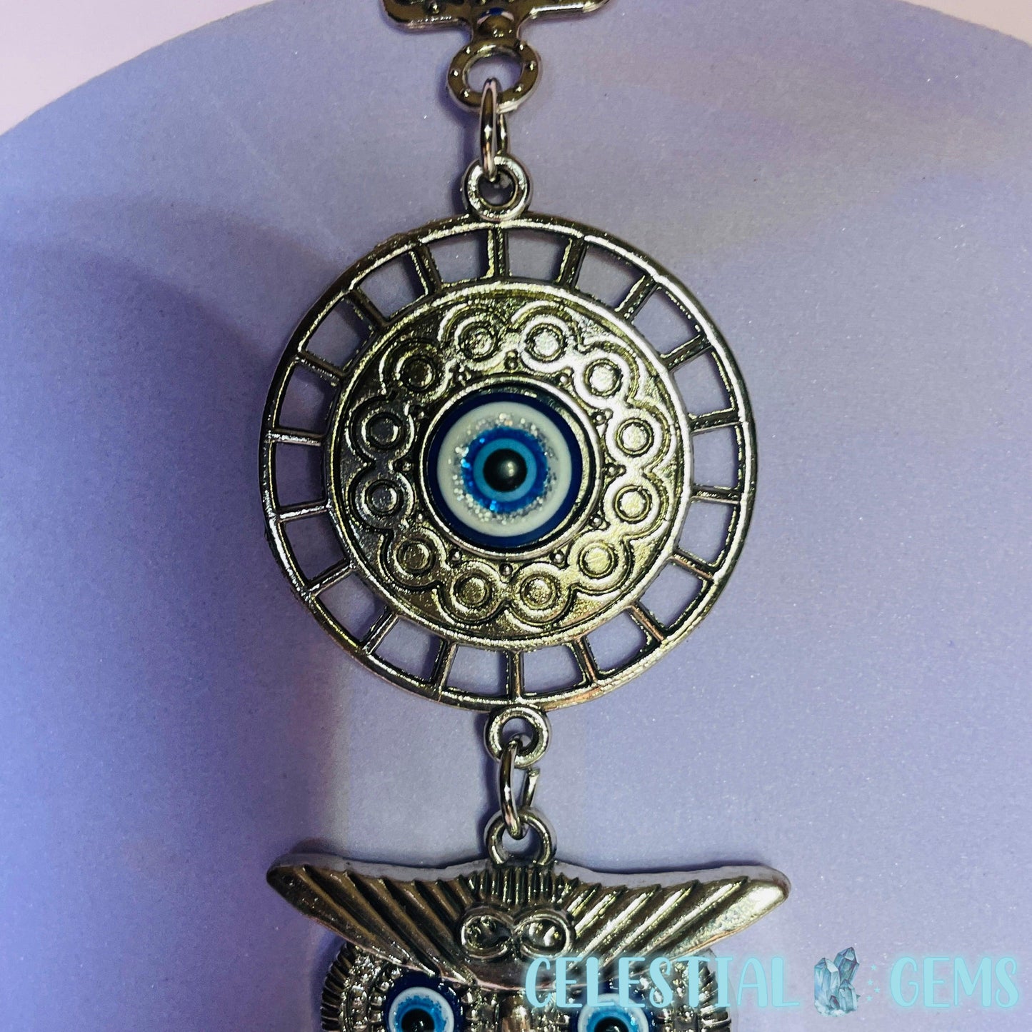 Turkish Evil Eye Owl Metal Wall Hanging (Style 4)