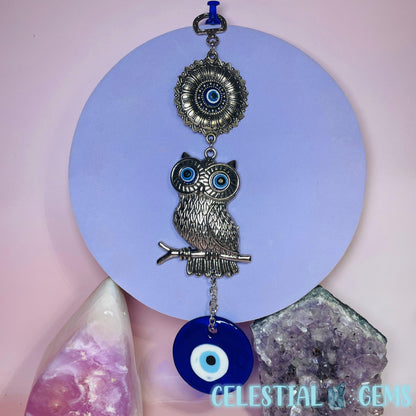 Turkish Evil Eye Owl Metal Wall Hanging (Style 6)